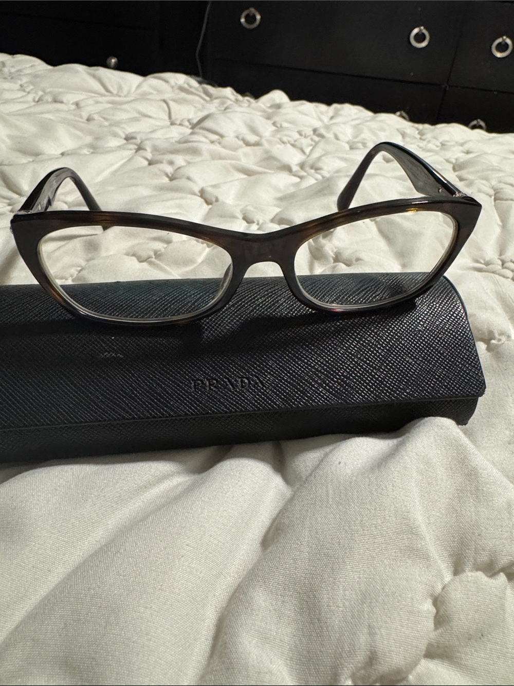 Prada Brown Tortoiseshell Cat-Eye Glasses